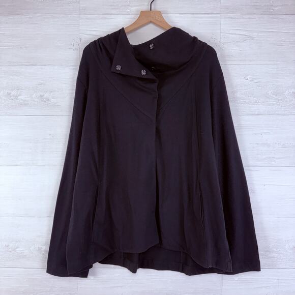 Eileen Fisher High Collar Jacket Size 2X Black Organic Cotton Classic Mature NWT - Picture 2 of 16